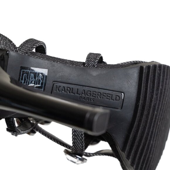 ✨ Karl Lagerfeld Beatriz Rhinestone Faux Crystal Gladiator Sandal Heel Black - Picture 15 of 15